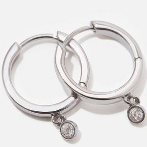 Sterling Silver hoop earrings with lab grown diamonds